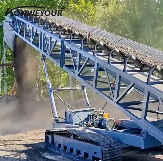 Mobile belt conveyor na may teleskopiko boom